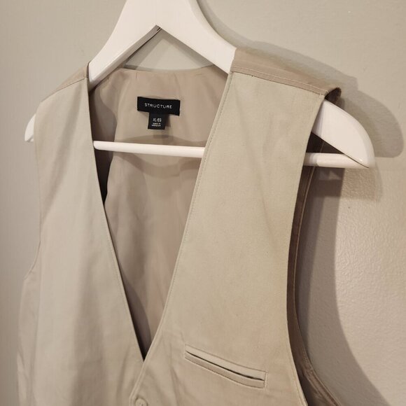 Structure Mens Vest Tan Business Casual Neutral Retro Suit Layer - Size XL - Picture 3 of 8